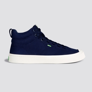 IBI HIGH Cariuma High Top Bamboo Weave Knit Vegan Bleu Marine Homme | VRK-0444051